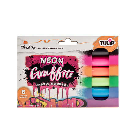Picture of Graffiti Chisel Tip Neon Fabric Markers 6 Pack