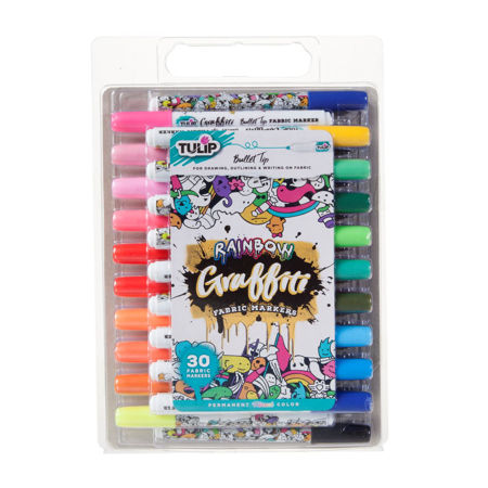 Picture of Graffiti Bullet Tip Rainbow Fabric Markers 30 Pack