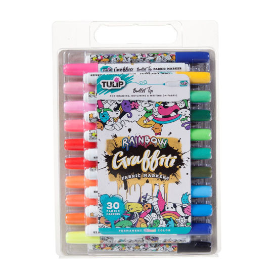iLoveToCreate Graffiti Bullet Tip Rainbow Fabric Markers 30 Pack