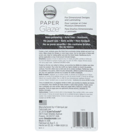 Aleene's® Paper Glaze™ back of the package