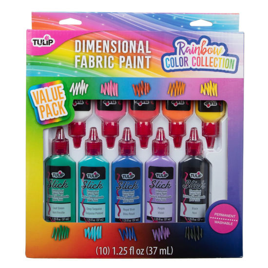 Dimensional Fabric Paint Rainbow Color Collection 10 Pack