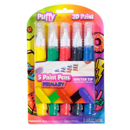 Puffy 3D Paint Rainbow Paint Pens 5 Pack front of pack
