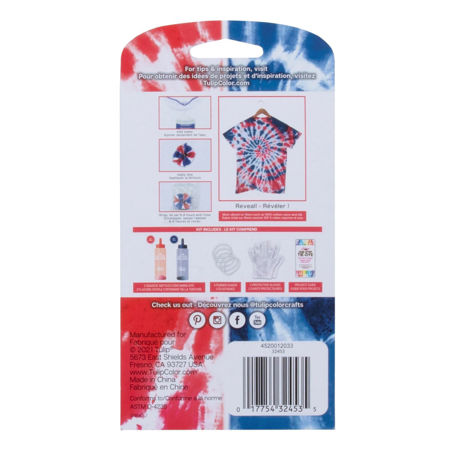 Tulip® One-Step Tie Dye Mini Kit Patriot back of the package 