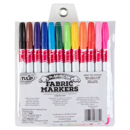 Fine Tip Fabric Markers 12 Pack back of package 