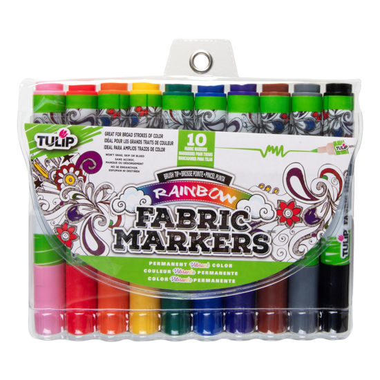 Picture of 31648 Brush Tip Rainbow Fabric Markers 10 Pack