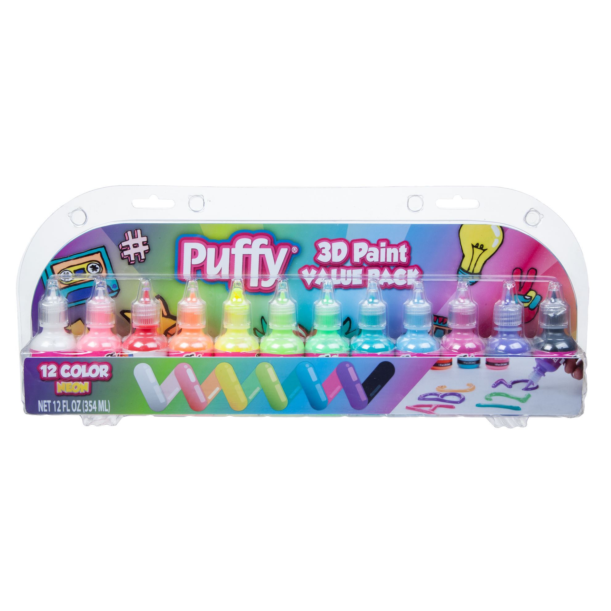 Puffy 3D PAINT PENS NEON PERMANENT MULTI-SURFACE FABRIC Precision Tip  5-pack