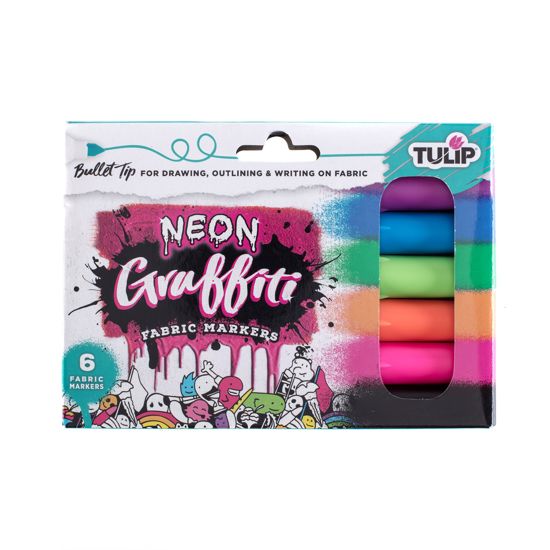 Picture of 37315 Graffiti Bullet Tip Neon Fabric Markers 6 Pack