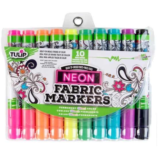 Brush Tip Neon Fabric Markers 10 Pack