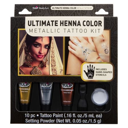 46585 Body Art Ultimate Henna Color Metallic Tattoo Kit  Front of Package
