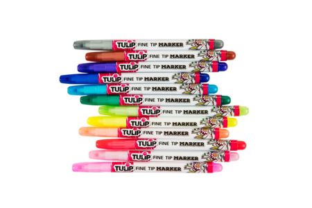 FABRIC MARKERS FINE TIP 12PK RAINBOW Out of Package 