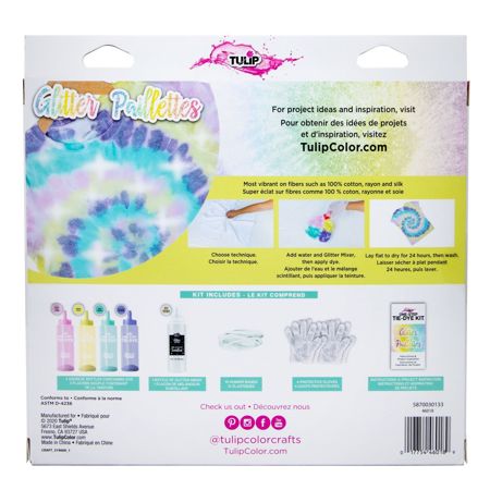 46018 Glitter Tie Dye Kit back of package