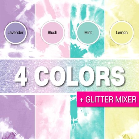 46018 Glitter Tie Dye Kit colors infographic