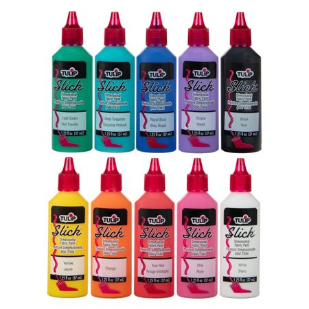Dimensional Fabric Paint Rainbow Color Collection 10 Pack contents