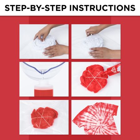 Images showing steps of how to tie dye