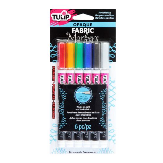 Picture of 33586 Tulip Opaque Bullet-Tip Fabric Markers 6 Pack