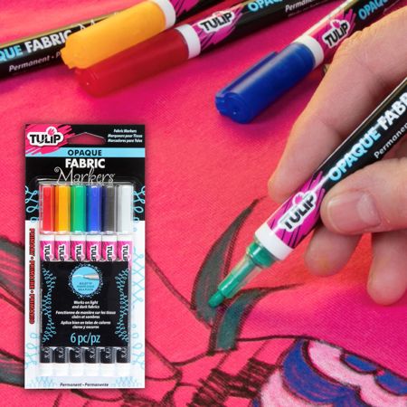 Picture of 33586 Tulip Opaque Bullet-Tip Fabric Markers 6 Pack