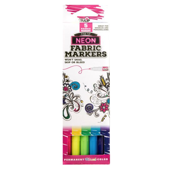 Picture of 35257 Tulip Fabric Markers Fine-Tip Neon 5 Pack