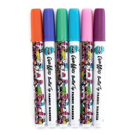 Picture of 37316 Tulip Graffiti Bullet-Tip Fabric Markers Bright 6 Pack