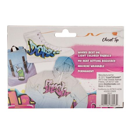 Picture of 38043 Tulip Graffiti Chisel-Tip Fabric Markers Neon 6 Pack