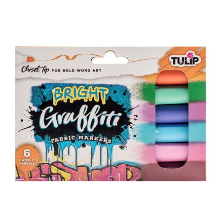 Picture of 38044 Tulip Graffiti Chisel-Tip Fabric Markers Bright 6 Pack