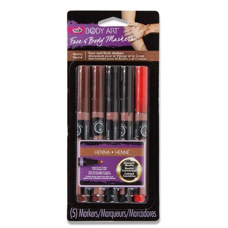 32670 Body Art Face & Body Markers Henna 5 Pack Package