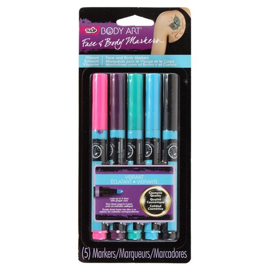 32669 Body Art Face & Body Markers Vibrant 5 Pack Package