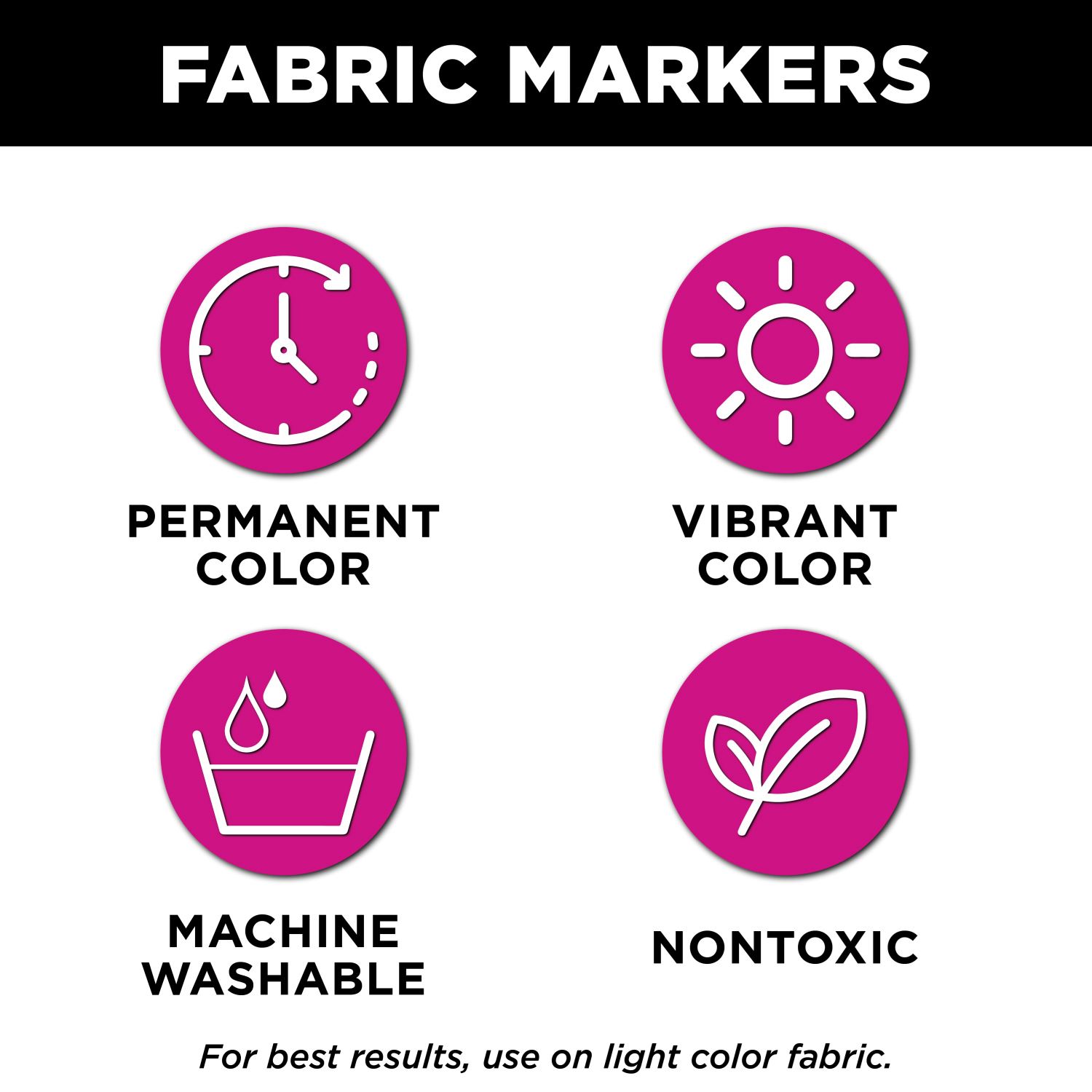 Fine Tip Fabric Markers - Permanent & Machine Washable.