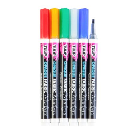 Picture of 33586 Tulip Opaque Bullet-Tip Fabric Markers 6 Pack