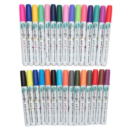 Picture of 37037 Tulip Graffiti Bullet-Tip Fabric Markers Rainbow 30 Pack