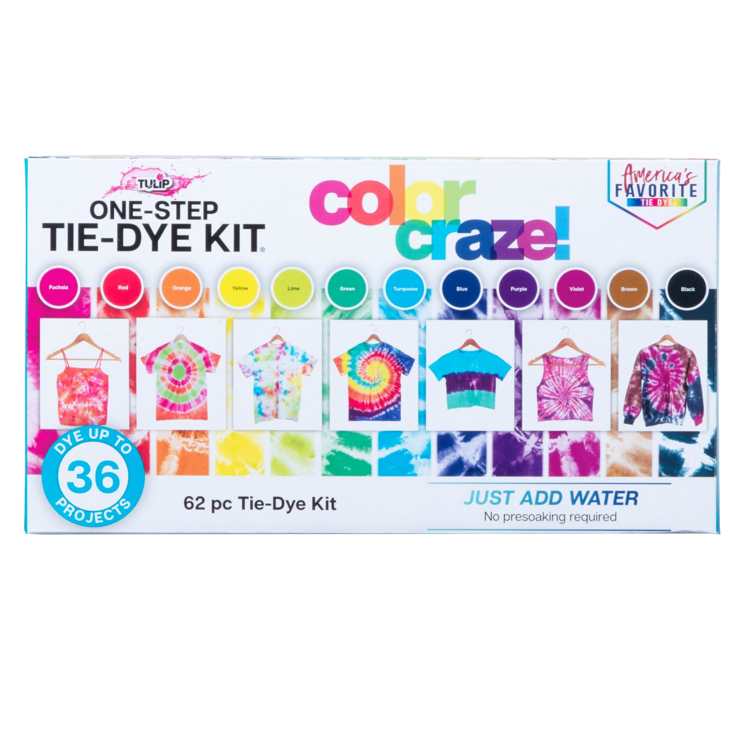 Tulip 5 Color One-Step Tie-Dye Kit Rainbow, Bright Colors in 8 fl