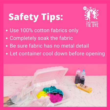 Kit Safety tips: Dump t-shirt in water, Just 100% cotton material, No metals in the Microwave 