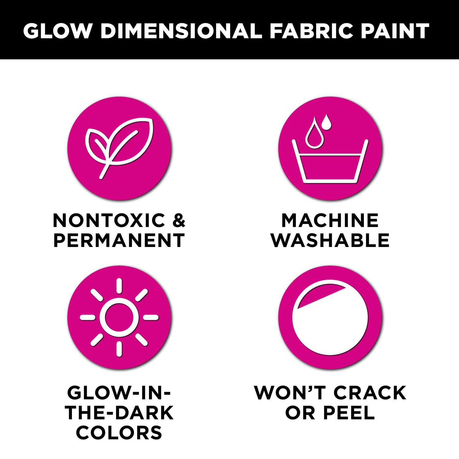 1.25-oz. Tulip® Glow-in-the-Dark® Assorted Colors Dimensional Fabric Paint  - Set of 6 (1 Set(s))