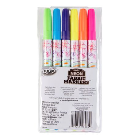 Picture of 28975 Tulip Fine-Tip  Fabric Markers Neon 6 Pack