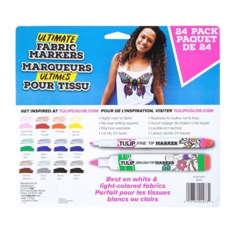 Picture of 44273 Tulip Fine Tip & Brush Tip Fabric Markers Ultimate Rainbow 24 Pack