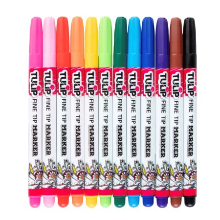 Picture of 26662 Tulip Fine-Tip Fabric Markers Rainbow 12 Pack