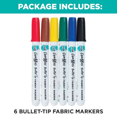 Picture of 37314 Tulip Graffiti Bullet-Tip Fabric Markers Rainbow 6 Pack