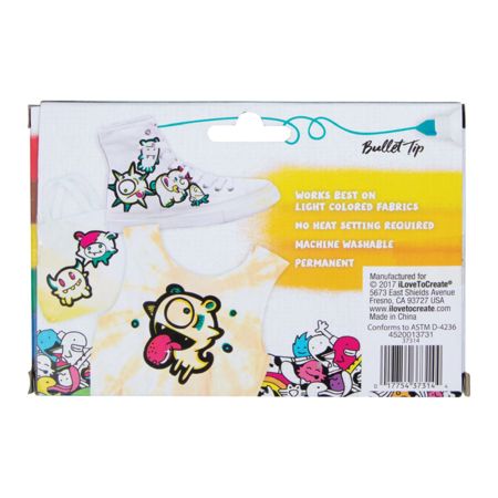 Picture of 37314 Tulip Graffiti Bullet-Tip Fabric Markers Rainbow 6 Pack