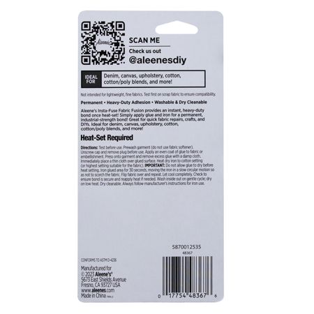 Picture of 48367 Aleene's Insta-Fuse Fabric Fusion Thermo-Activated Instant Fabric Adhesive 4 fl. oz.