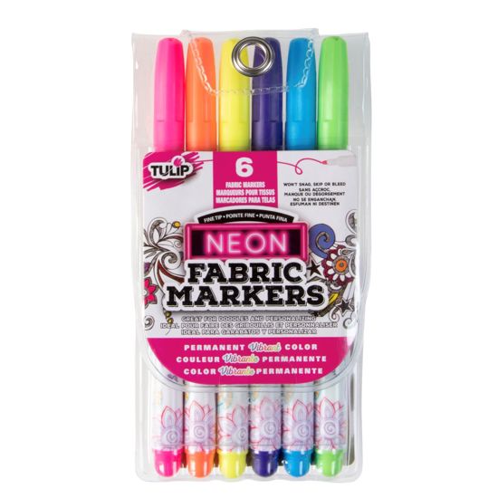 Picture of 28975 Tulip Fine-Tip  Fabric Markers Neon 6 Pack