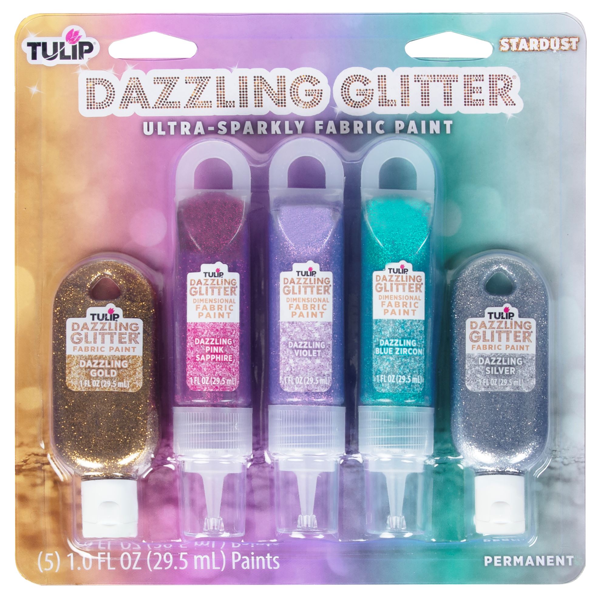 Tulip Diensional Fabric Paint 1-1/4 Ounces-Sparkles-Cotton Candy