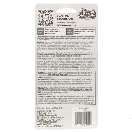 Picture of 21709 Aleene's Jewelry & Metal Glue .7 fl. oz. (back of blister card)