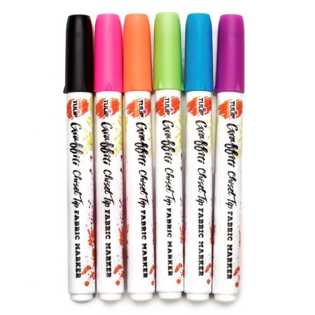 Picture of 38043 Tulip Graffiti Chisel-Tip Fabric Markers Neon 6 Pack