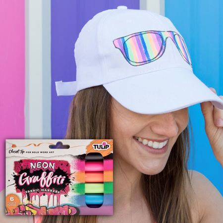Picture of 38043 Tulip Graffiti Chisel-Tip Fabric Markers Neon 6 Pack