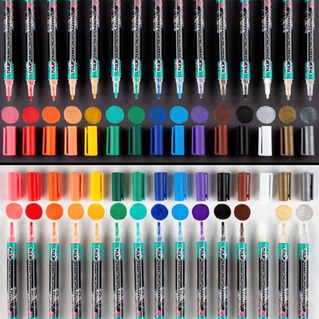 Picture of 33701 Tulip Bullet-Tip Fabric Paint Markers Rainbow 15 Pack