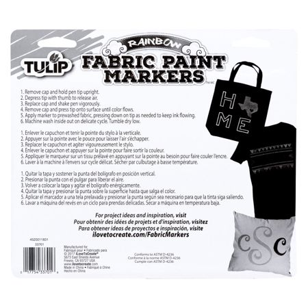 Picture of 33701 Tulip Bullet-Tip Fabric Paint Markers Rainbow 15 Pack