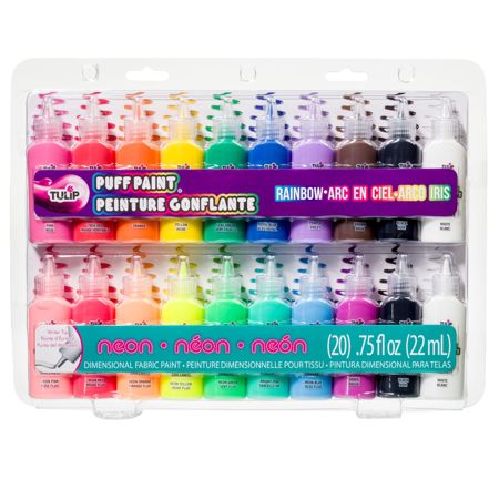 Picture of 35148 Tulip Puff Paint Rainbow & Neon, Multi-Surface Craft Paint, .75 fl oz 20 Pack